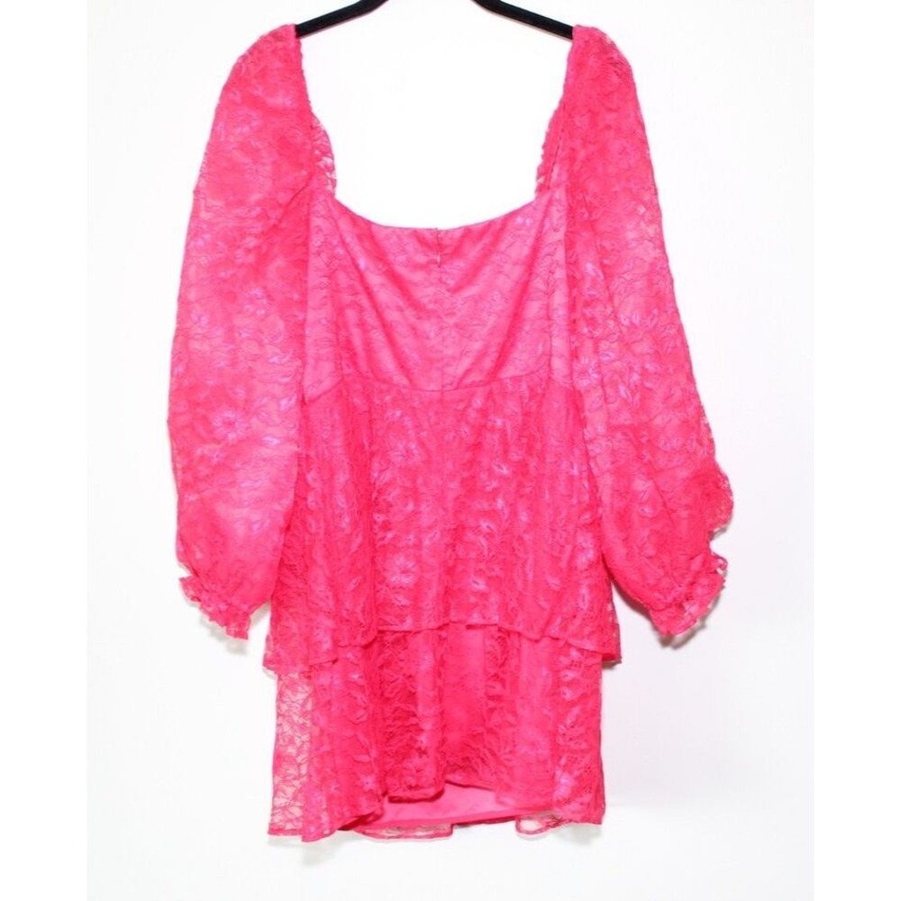 NEW Majorelle x Revolve Brielle Lace Blouson Sleeve Mini Dress Pink XL Date Nite - Picture 7 of 12